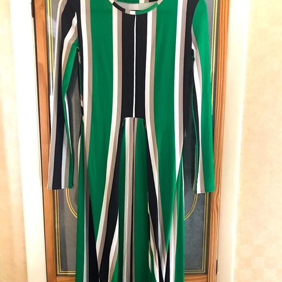 Zara, Long Striped Tie Front Dress, Size S - Picture 3 of 6